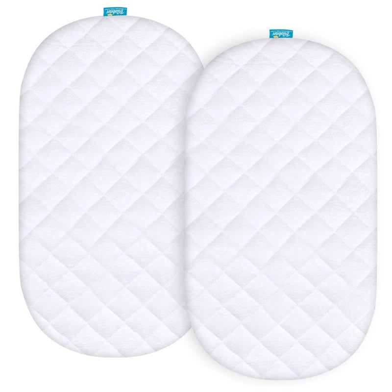 Biloban Bassinet Mattress Pad Cover Compatible with 4moms Mamaroo Sleep Bassinet, 2 Pack, Waterproof Quilted Ultra Soft Surface, Breathable and Easy Care - Image 1